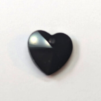 Black Faceted Glass Rhinestone Heart Charm - Image 3