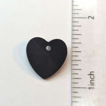 Black Faceted Glass Rhinestone Heart Charm - Image 2