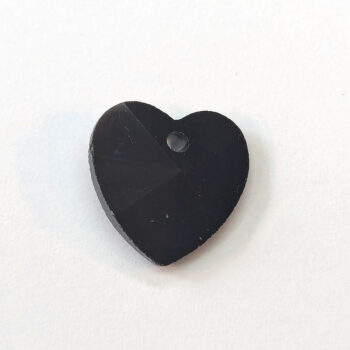 Black Faceted Glass Rhinestone Heart Charm