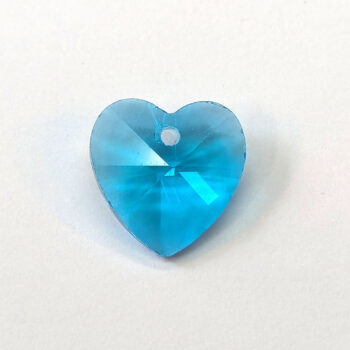 Lake Blue Faceted Glass Rhinestone Heart Charm