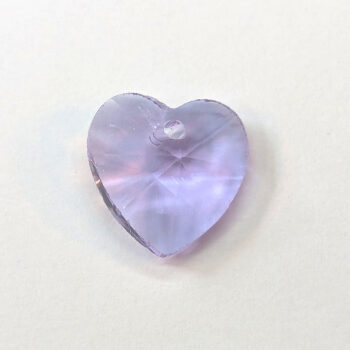 Purple Lilac Faceted Glass Rhinestone Heart Charm