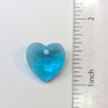 Lake Blue Faceted Glass Rhinestone Heart Charm - Image 2