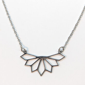 Silver Stainless Steel Modern Geometric Diamonds Necklace - Image 5