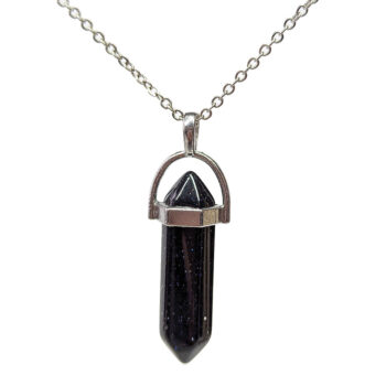 Black Obsidian Natural Gemstone Hexagonal Pointed Necklace - Image 7