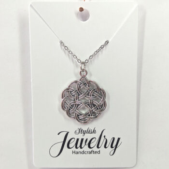 Celtic Chinese Knot Round Antique Silver Necklace - Image 5