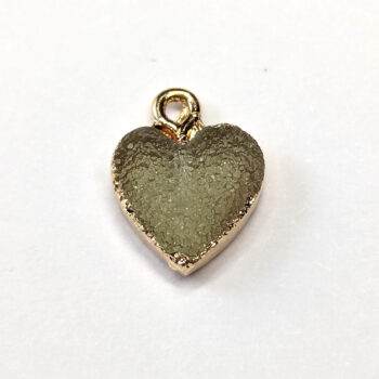 Small Green Textured Acrylic Heart Charm Silver - Image 3