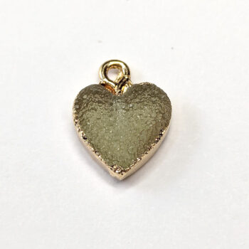 Small Green Textured Acrylic Heart Charm Silver