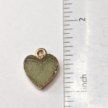 Small Green Textured Acrylic Heart Charm Silver - Image 2