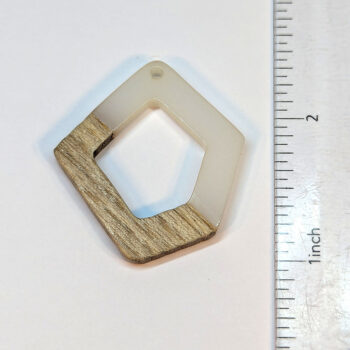 Cream White Hollow Irregular Resin Geometric Wood Pendant - Image 2