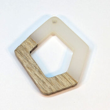 Cream White Hollow Irregular Resin Geometric Wood Pendant