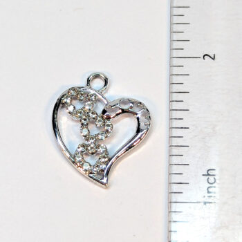 Irregular Hear Clear Rhinestones Charm Silver - Image 2