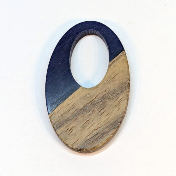 Navy Blue Hollow Oval Resin Wood Pendant