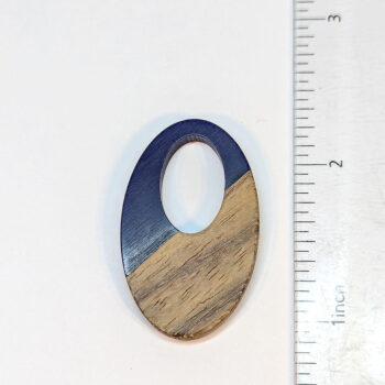 Navy Blue Hollow Oval Resin Wood Pendant - Image 2