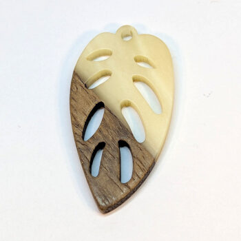 Marble Cream Leaf Resin Wood Resin Pendant