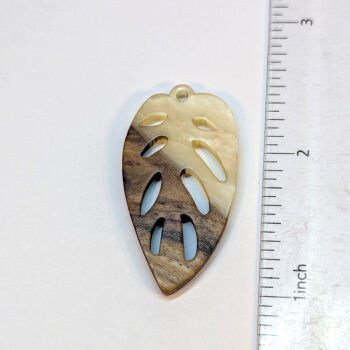 Marble White Leaf Resin Wood Resin Pendant - Image 2