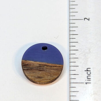 Deep Blue Round Circle Resin Geometric Wood Pendant - Image 2