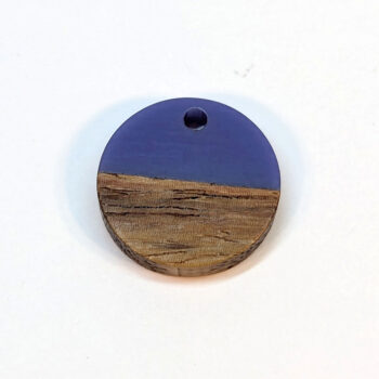 Deep Blue Round Circle Resin Geometric Wood Pendant