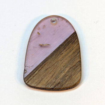 Purple Gold Leaf Resin Drop Geometric Wood Pendant - Image 4