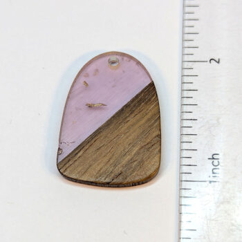 Purple Gold Leaf Resin Drop Geometric Wood Pendant - Image 3