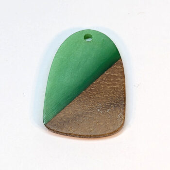 Green Resin Drop Geometric Wood Pendant