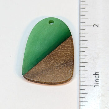 Green Resin Drop Geometric Wood Pendant - Image 2