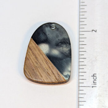 Black White Resin Drop Geometric Wood Pendant - Image 2