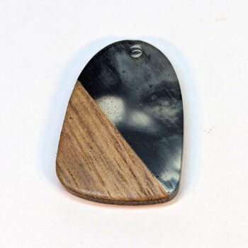 Black White Resin Drop Geometric Wood Pendant