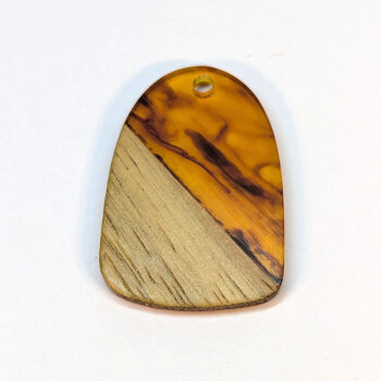 Brown Gold Marble Resin Drop Geometric Wood Pendant