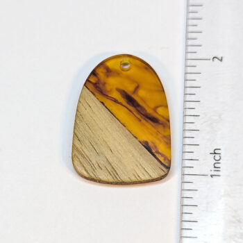 Brown Gold Marble Resin Drop Geometric Wood Pendant - Image 2