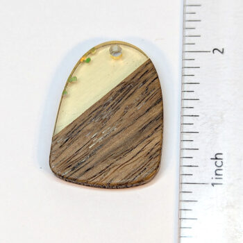 Clear Gold Leaf Resin Drop Geometric Wood Pendant - Image 2