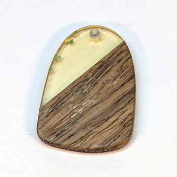 Clear Gold Leaf Resin Drop Geometric Wood Pendant