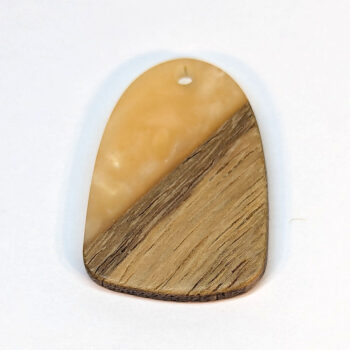 Peach Resin Drop Geometric Wood Pendant