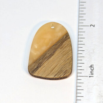 Peach Resin Drop Geometric Wood Pendant - Image 2