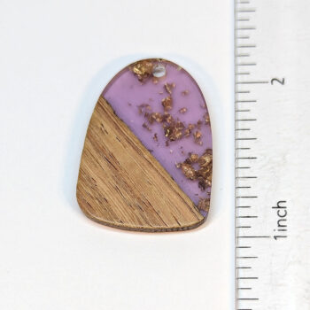 Purple Gold Leaf Resin Drop Geometric Wood Pendant - Image 2