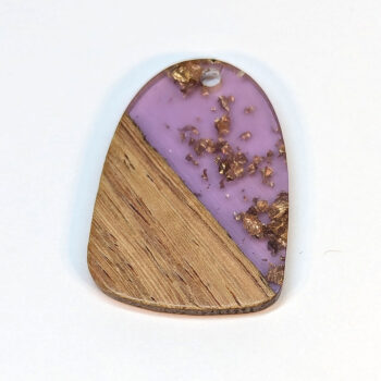 Purple Gold Leaf Resin Drop Geometric Wood Pendant