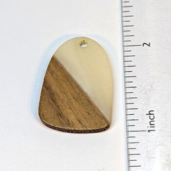 White Resin Drop Geometric Wood Pendant - Image 2