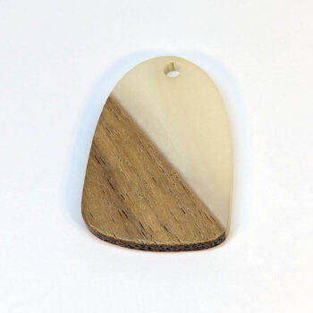 White Resin Drop Geometric Wood Pendant