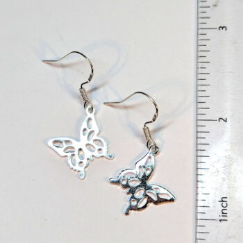 Sterling Silver Plated Angle Butterfly Earrings - Image 2