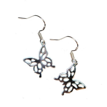 Sterling Silver Plated Angle Butterfly Earrings