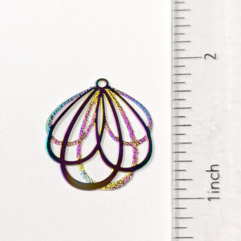 Stainless Steel Round Lightweight Cutout Flower Charm Rainbow - Image 2