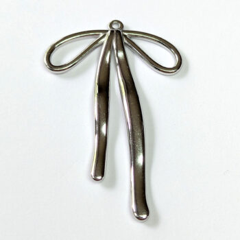 Stainless Steel Large Double-Sided Bow Pendant Silver