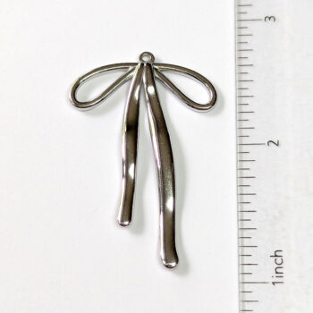 Stainless Steel Large Double-Sided Bow Pendant Silver - Image 2