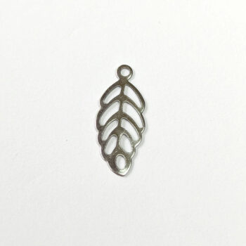 Stainless Steel Delicate Hollow Leaf Charm Silver