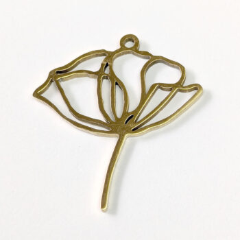 Stainless Steel Hollow Peony Flower Pendant Gold