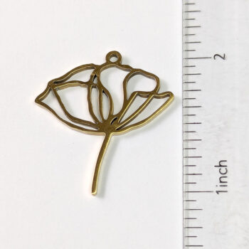 Stainless Steel Hollow Peony Flower Pendant Gold - Image 2