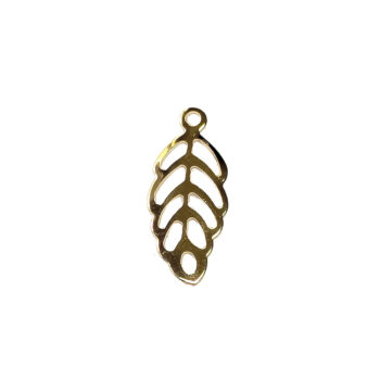 Stainless Steel Delicate Hollow Leaf Charm Gold