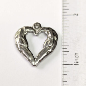 Stainless Steel Textured Chunky Heart Pendant Silver - Image 2