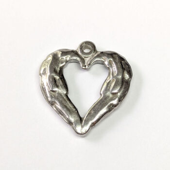 Stainless Steel Textured Chunky Heart Pendant Silver