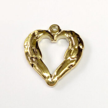 Stainless Steel Textured Chunky Heart Pendant Gold