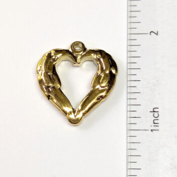 Stainless Steel Textured Chunky Heart Pendant Gold - Image 2